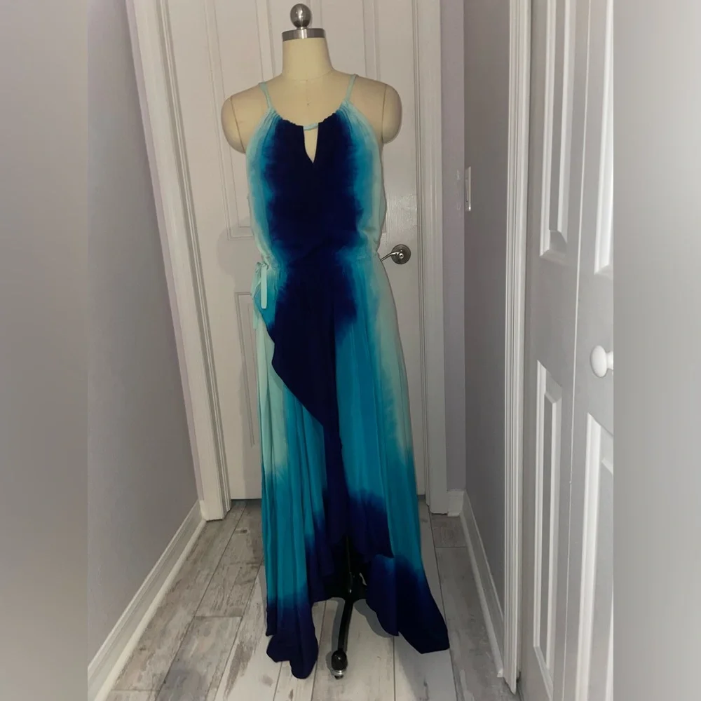Calypso St. Barth Teal and Navy Ombre Maxi Dress